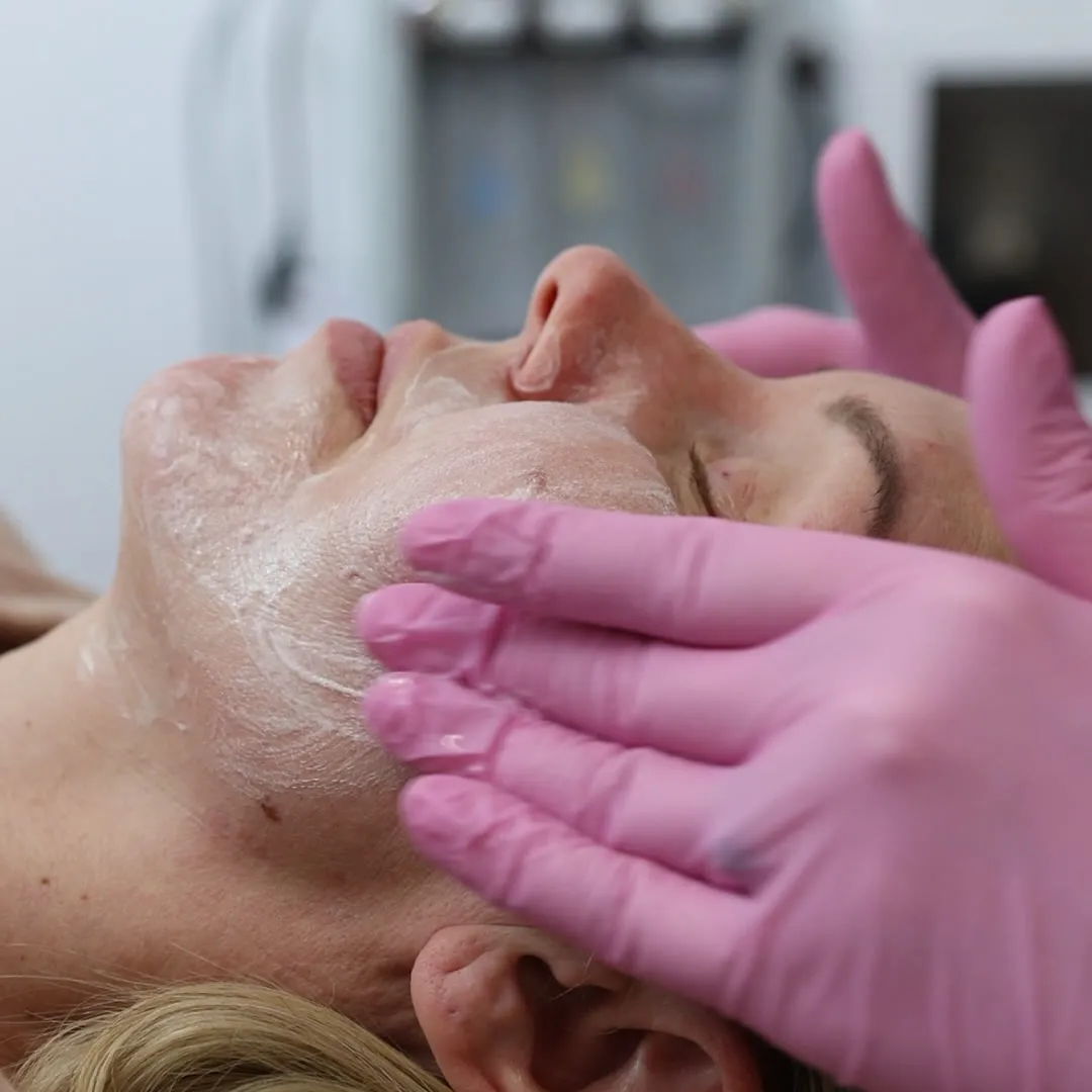 A facial treatment in progress at the clinic